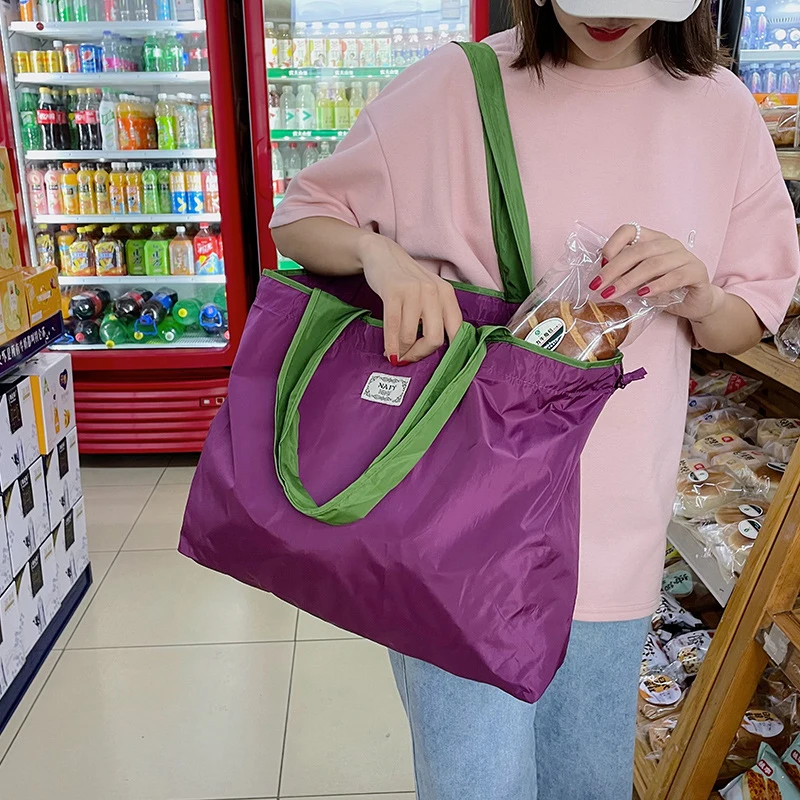 

Складная сумка для покупок, многоразовая дорожная продуктовая сумка, Экологически чистая простая однотонная Портативная сумка для покупок в супермаркете