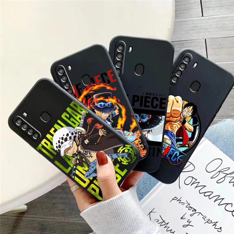 

Japanese Anime ONE PIECE Phone Case For Samsung Galaxy A01 A02 A10 A10S A20 A31 A22 4G 5G Black Carcasa Soft Liquid Silicon