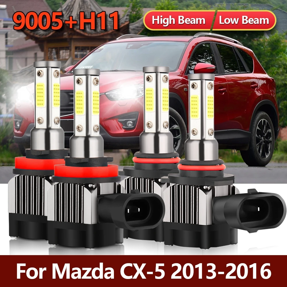 

4x LED Headlight Bulbs 9005 H11 High Low Lights Combo Car Conversion Kit Four-sides Lamps For Mazda CX-5 2016 2015 2014 2013