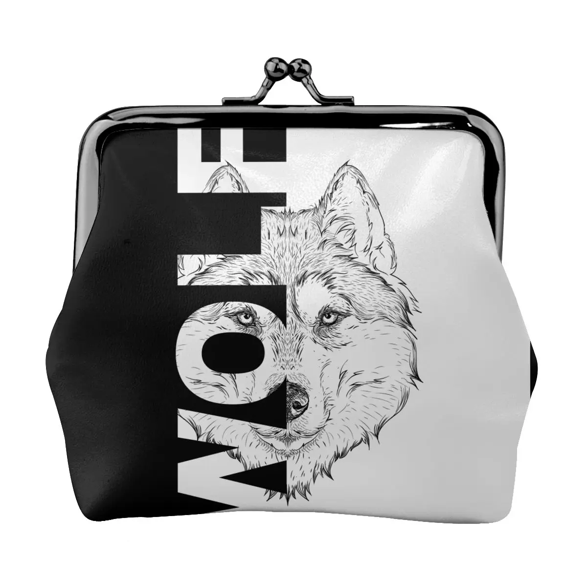 

Small Wallet Women Mini Printing Coin Purses Hasp Cash Card Handbags Clutch Money Change Bag Wolf Portrait Black And White Print