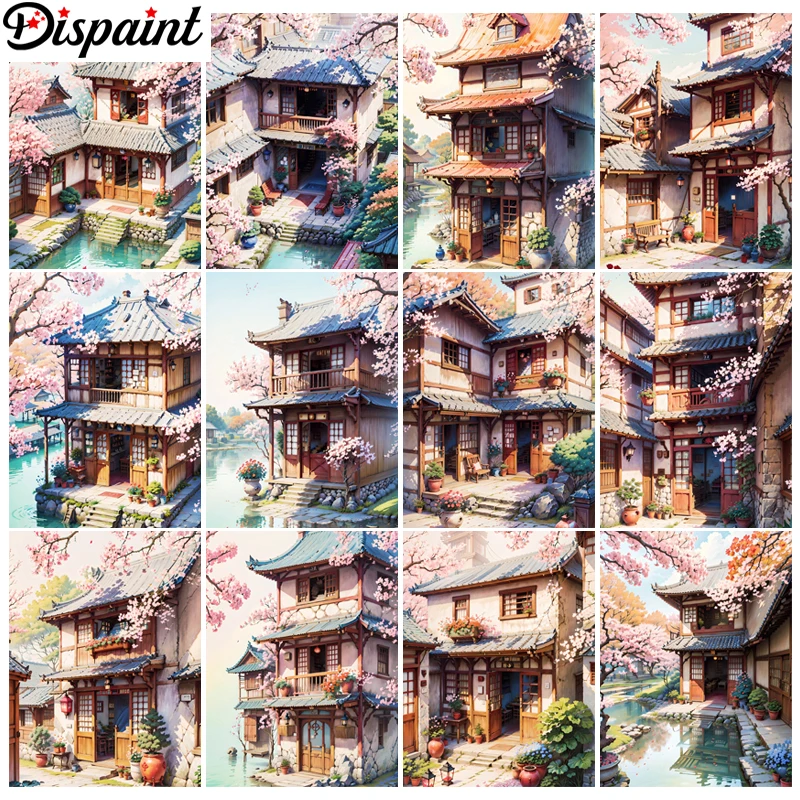 

Алмазная живопись Dispaint, вышивка крестиком «Дом, Цветочное дерево», полная квадратная, круглая, «сделай сам», 5d алмазная вышивка, картина, искусство искусства