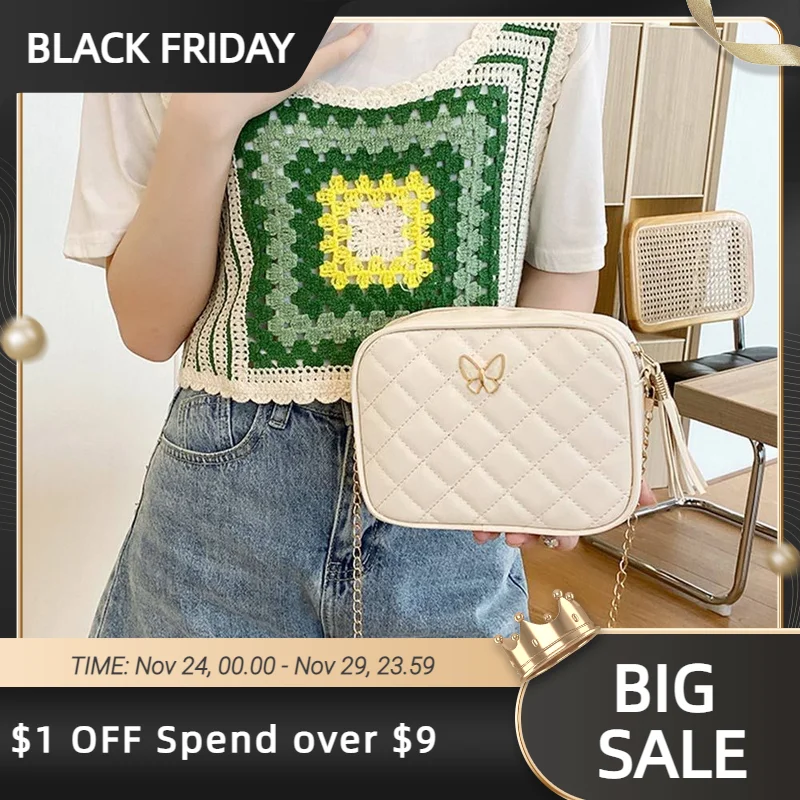 

Новая маленькая сумка-мессенджер с кисточкой для женщин, трендовая Женская сумка через плечо с вышивкой для камеры, модная женская сумка че...