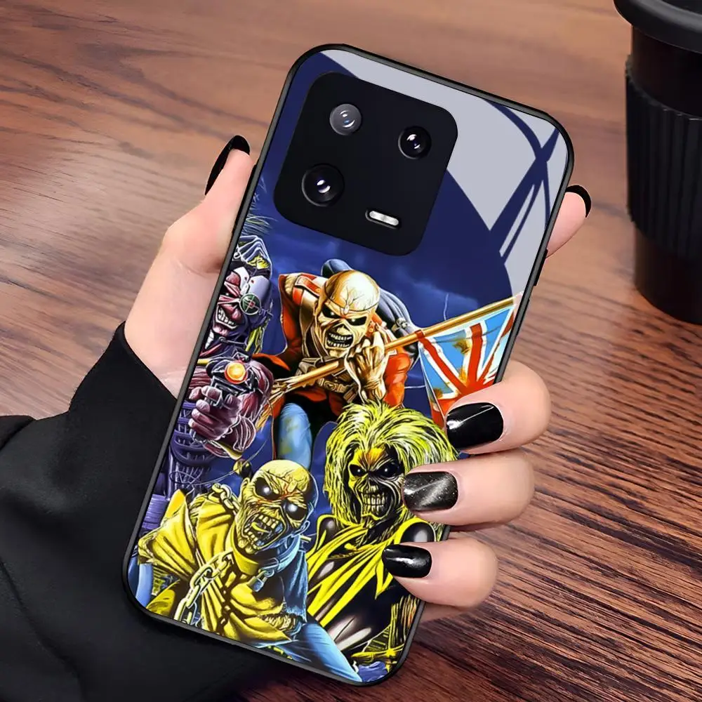 Фото Чехол для телефона Iron R-Rock M-Maiden для Xiaomi 17 15 14 13 12 Mi 11 X T Ultra Pro Lite 5G, черный, стеклянный №4