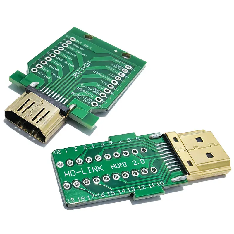 Кабельный разъем HDMI DIY (сделай сам) стандартный, 19-контактный, с позолоченными контактами, для ремонта (штекер-гнездо) (art.: 3920db5cd20dc) - 3920db5cd20dc