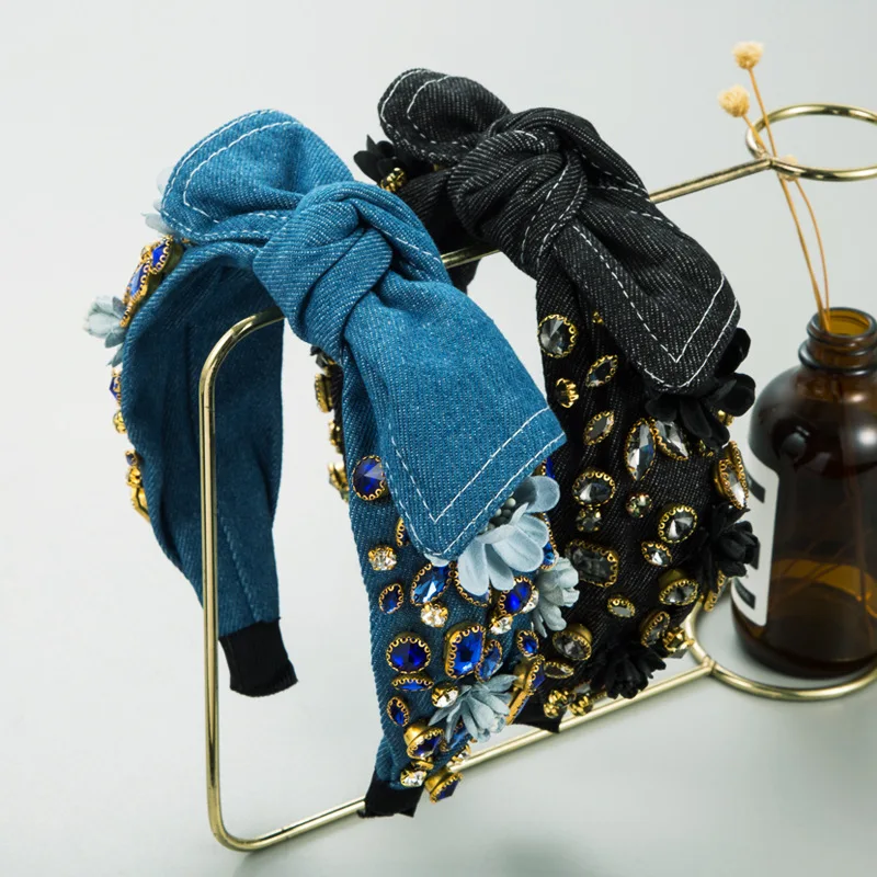 

European and American fashion hair band with zircon knot