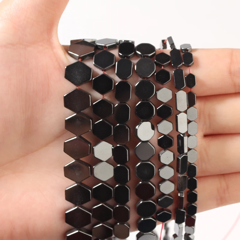 

Hematite Beads Hexagon Geometric Shape Beads Natural Stone Beads Black Gallstone Beads For Jewelry Making Diy Bracelet