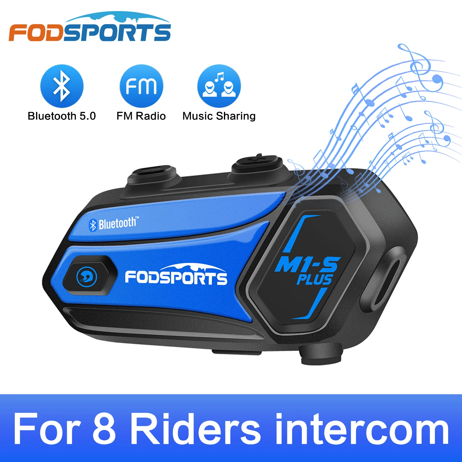 Fodsports M1-S Plus Motorcycle Helmet Intercom for 8 riders Waterproof Wireless Bluetooth Headset intercomunicador music sharing