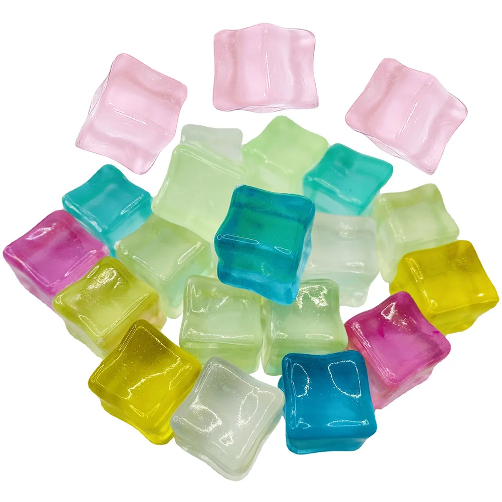 

20pcs Birthday Party Party Favors Wedding Photography Props Light Up Ice Cubes Ice Vase Filler Artificial Ice Cube