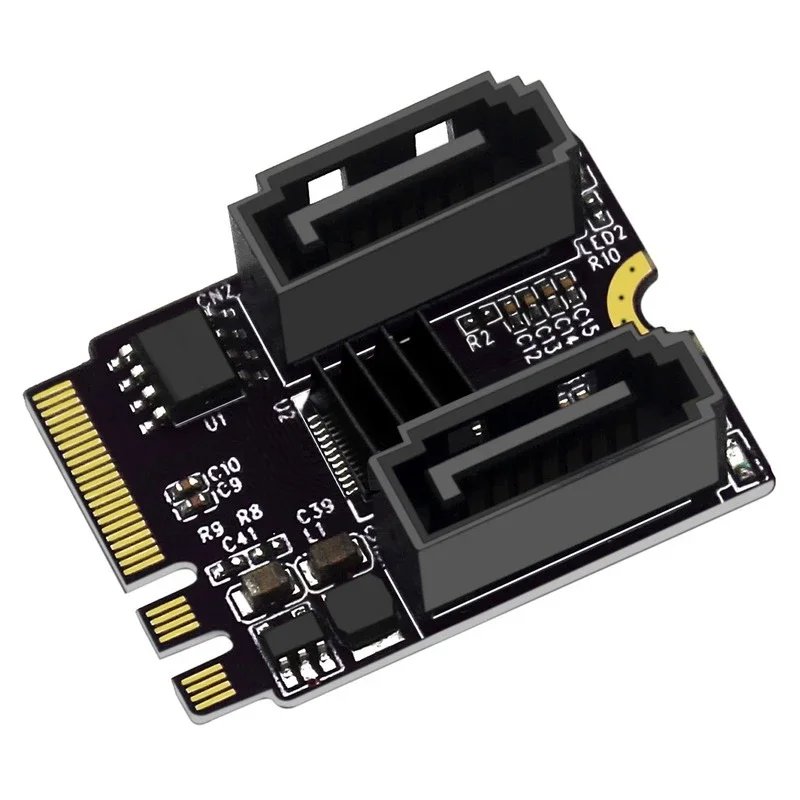 

NGFF Key A+E PCI Express to SATA 3.0 Dual Ports Adapter Converter Card JMB582