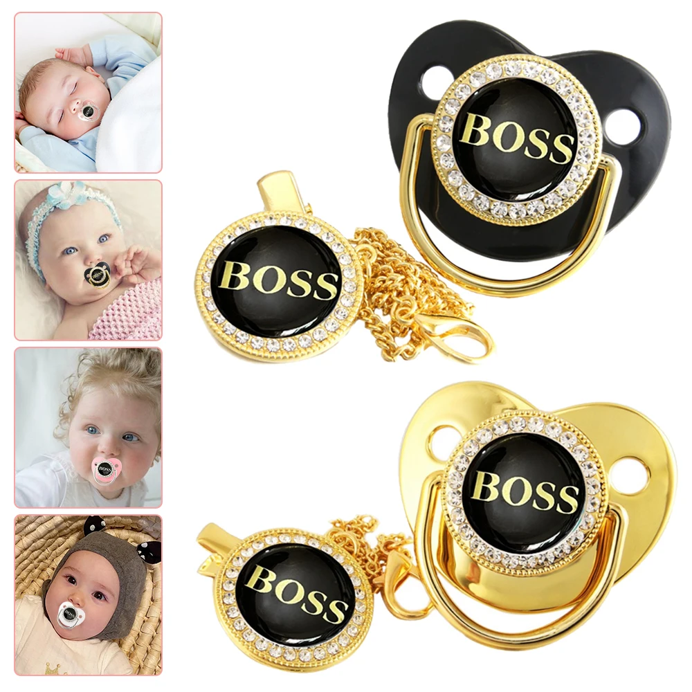 

Bling Baby Pacifier with Chain Clip 18 Colors Newborn BPA Free Luxury Pacifiers Silicone Dummy Soother Chupeta Baby Nipple Gifts