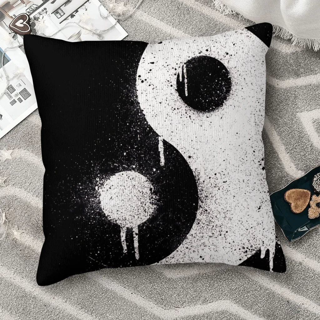 

Graffiti Zen Master Spray Paint Yin Yang Polyester Cushion Cover For Bedroom Garden Decorative Washable Hug Pillowcase