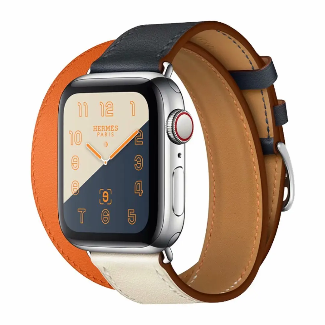 Wristband Strap For Iwatch Series 6/5/4/3/2/1 Heterochromatic Leather Double Tour Designed For Apple Watch Band 38/40mm 42/44mm