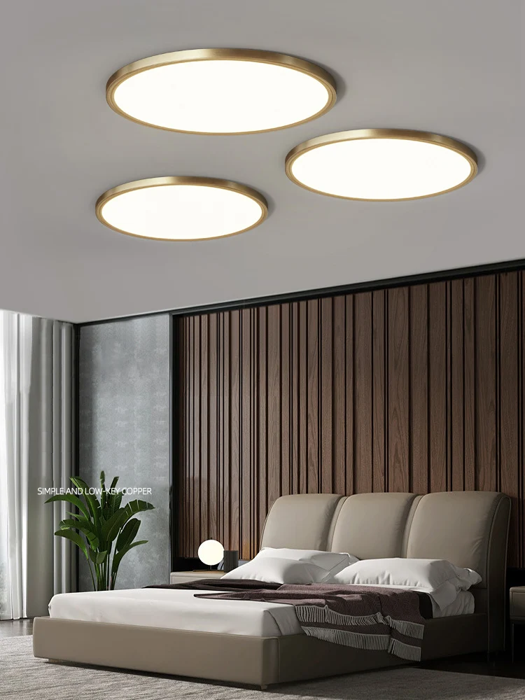 

All Copper Ultra-thin Ceiling Lamp, Modern Simple Living Room Lamp, Corridor Study Ceiling Lamp