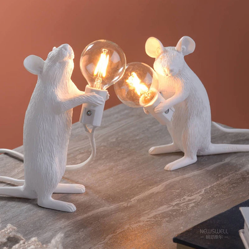 

Mouse lamps Resin Animal Rat Mouse Table lamp be night dorm room Mini Mouse Cute LED Home Decor Bedside Night lights Fixtures