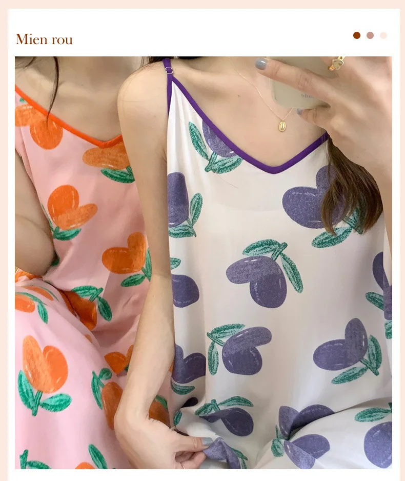 Sleeveless Camis Nightgowns Casual Thin Loose Night Dress Attractive Women's Nightwear Big Size Clothing Homewear Loungewear