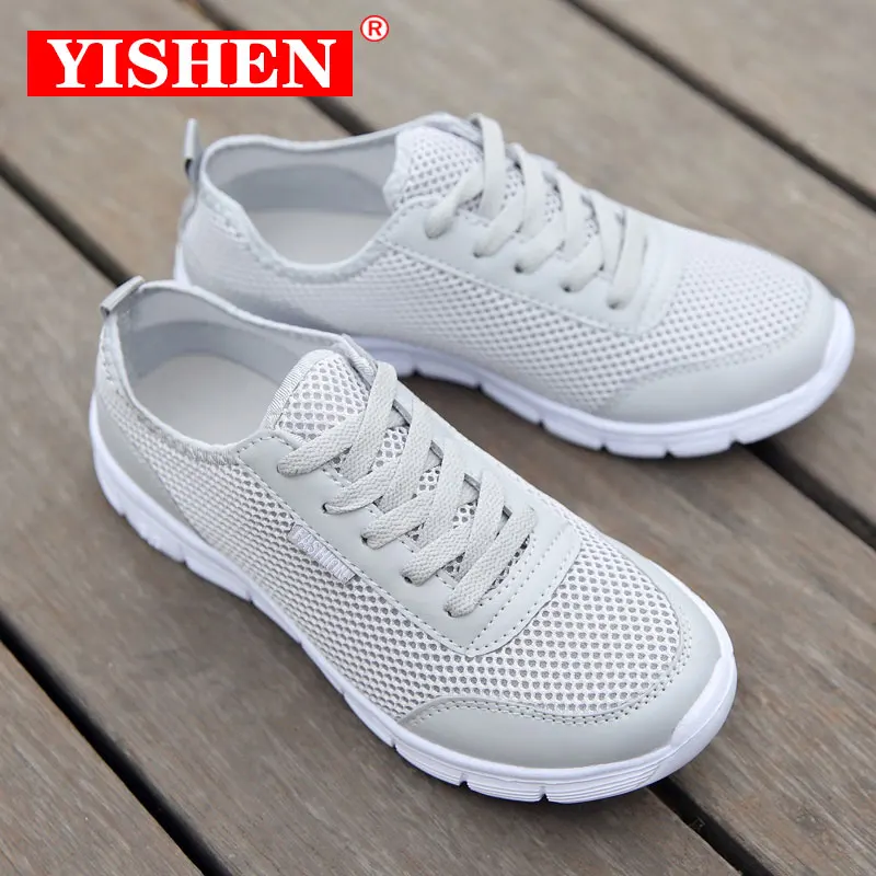 

YISHEN Women's Casual Shoes Summer Soft Sole Walking Sneakers Hollow Mesh Breathable Slip-on Outdoor Couple Shoes Flat Sandals