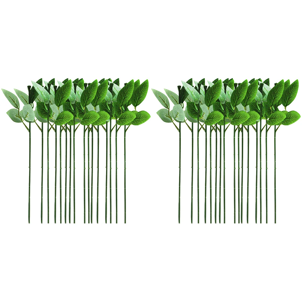 

40 Pcs Artificial Rose Stems DIY Floral Arrangement Floral Stem with Leaves