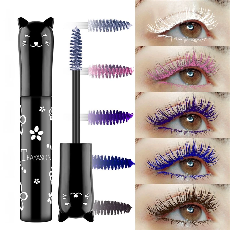 

5 Colors Mascara Eyelashes Curling Extension Pink Purple Blue White Mascara Non-smudge Waterproof Fast Dry Long-lasting Makeup