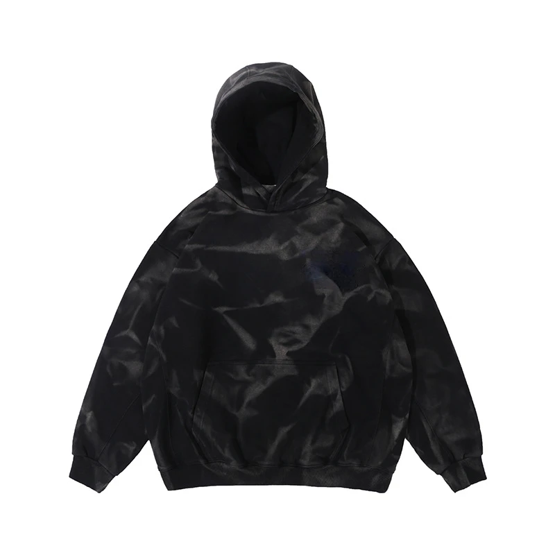 

FG men's 2022 autumn and winter new trendy brand American high street wash water old digital print faded hooded sweater