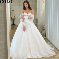 wedding dresses puff sleeve princess bride dress 2022 applique a line elegant wedding evening gown vestidos de novia for women