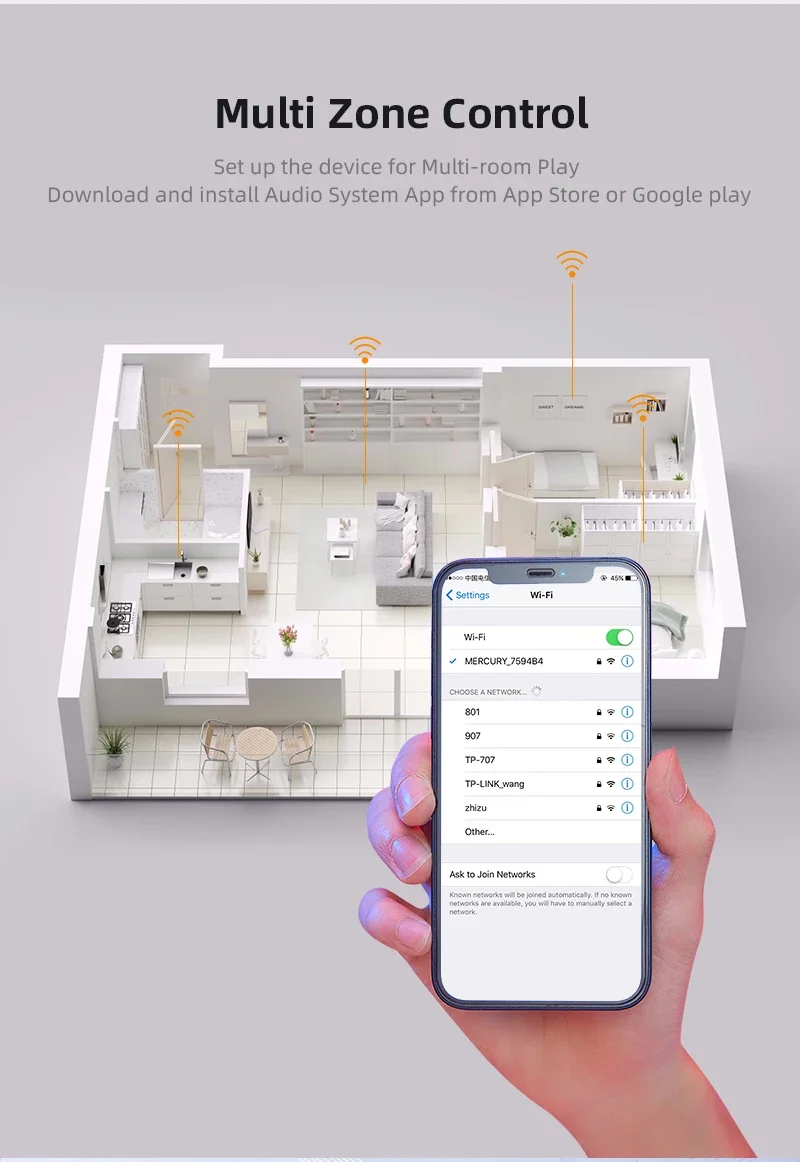 Домашняя беспроводная потолочная Колонка Airplay встроенный усилитель DLNA