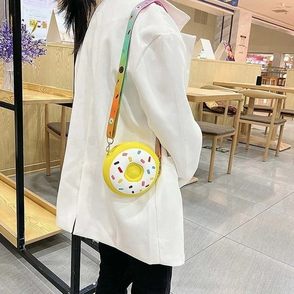 New Children'S Pink Rainbow Small Bag PVC Silica Gel Bag Cartoon Cross-Body Bag Little Girl Cute Shoulder Bag Zero Wallet M807