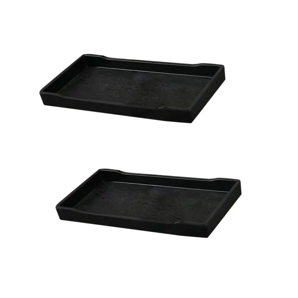 2pcs Serving Plate Wooden Breakfast Tea Bed Tray Platter Black