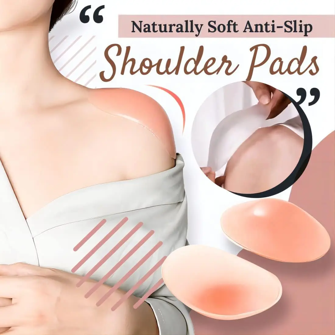 Silicone Shoulder Pads Womens Clothings Anti-Slip Shoulder Push-up Pads Reusable Natural Invisible Enhancer Shoulder Pads Cloth