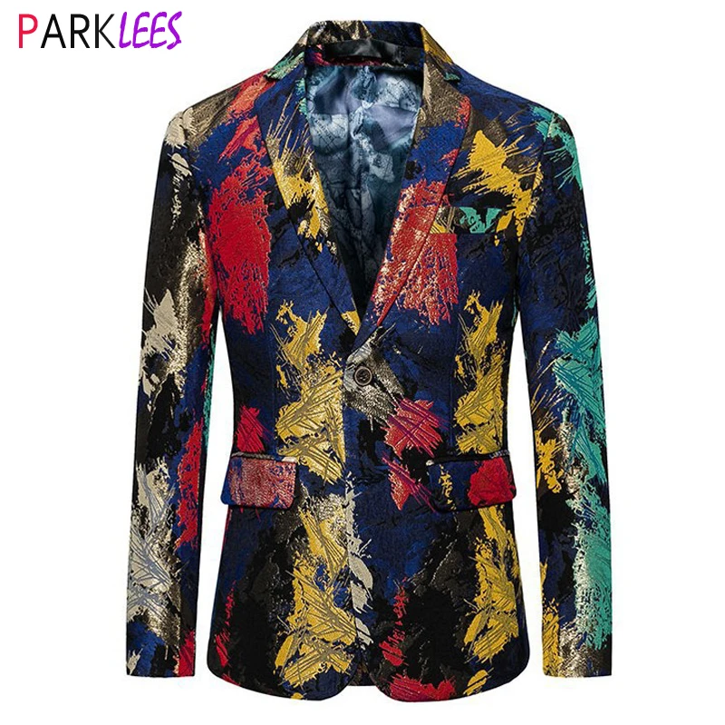 

Stylish Splash Ink Print Tuxedo Suit Jacket men One Button Notched Lapel Dress Suits Men Wedding Prom Dinner Party Blazer Hombre