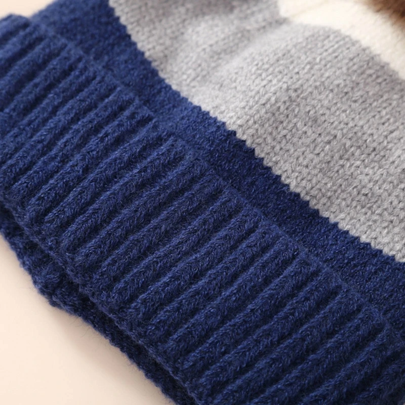 Детская зимняя вязаная шапка-бини из 3 предметов комплект с шарфом и перчатками