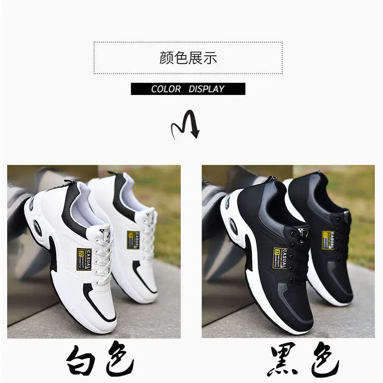 Sports Shoes Men's Waterproof Leather Shoes Men's Low-top Small White Shoes Casual Running Shoes All-match Deodorant White Tide