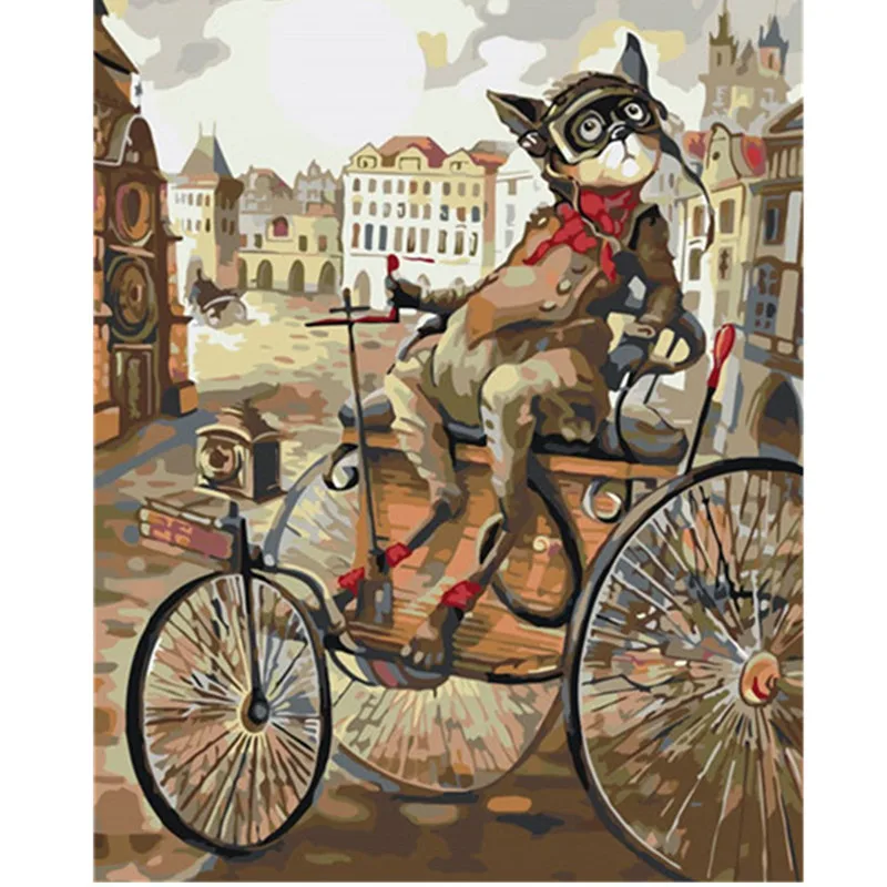 

Locomotive Music Cat Animal DIY 40x50 Digital Painting By Numbers Modern Wall Art Canvas Painting Unique Gift Home Decor 40x50cm
