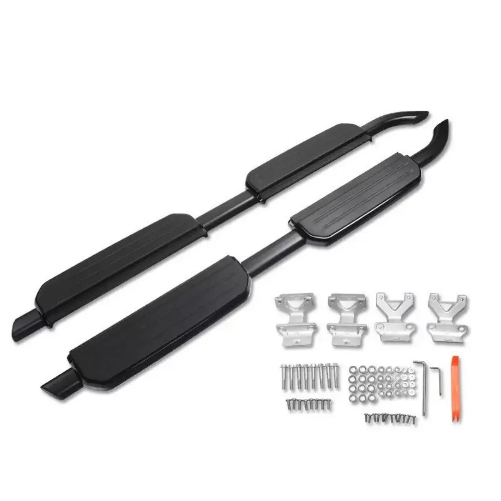 Фото Комплект из 2 боковых подножек (порогов) для Land Rover LR Defender 110 2020-2025, фиксированные педали, защитные пороги (нерф-бары) №2
