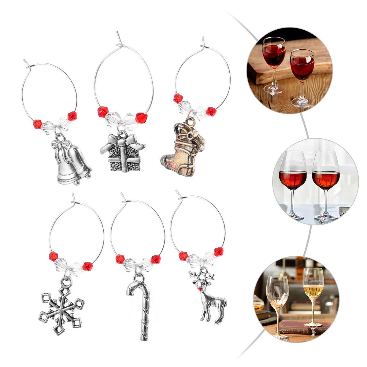 6 шт. украшают стеклянный маркер кольцо для банкета рождественские бирки