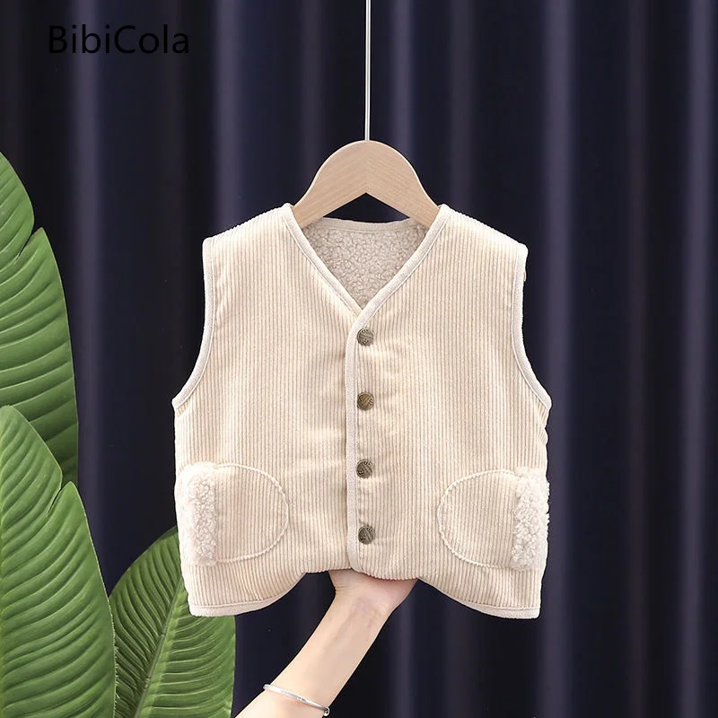 

Детский флисовый жилет 2022 г. Осенне-зимнее Новое милое теплое плюшевое пальто в Корейском стиле для мальчиков и девочек Спортивная одежда д...