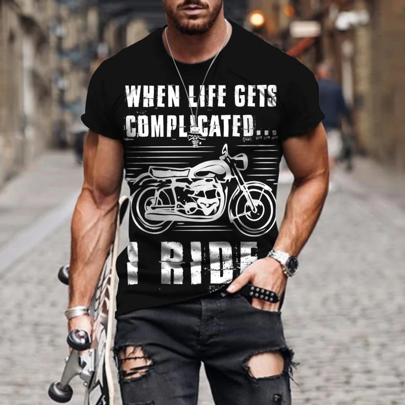 

Retro Biker 3D Printed T-Shirt Hip Hop Mens Cool Fashion Men's 2022 Oversized Harajuku Shirts