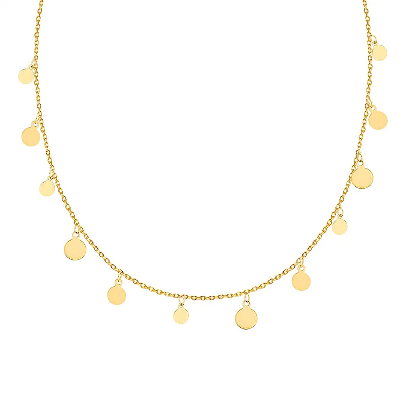 

Модное крошечное ожерелье с золотыми монетами и кисточками для женщин, модные круглые ожерелья с маленькими дисками, золотистый чокер, Изящ...