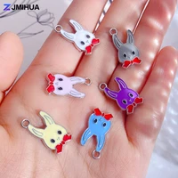 15pcslot cute rabbit charms pendant enamel supplies diy jewelry making accessories for handmade earrings necklaces bracelets