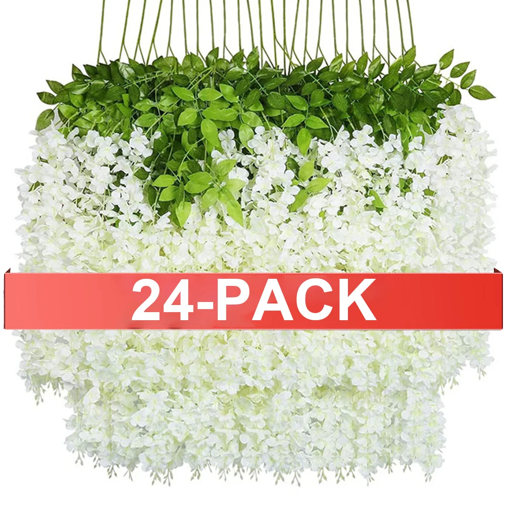 

Искусственные цветы глицинии 24 штуки