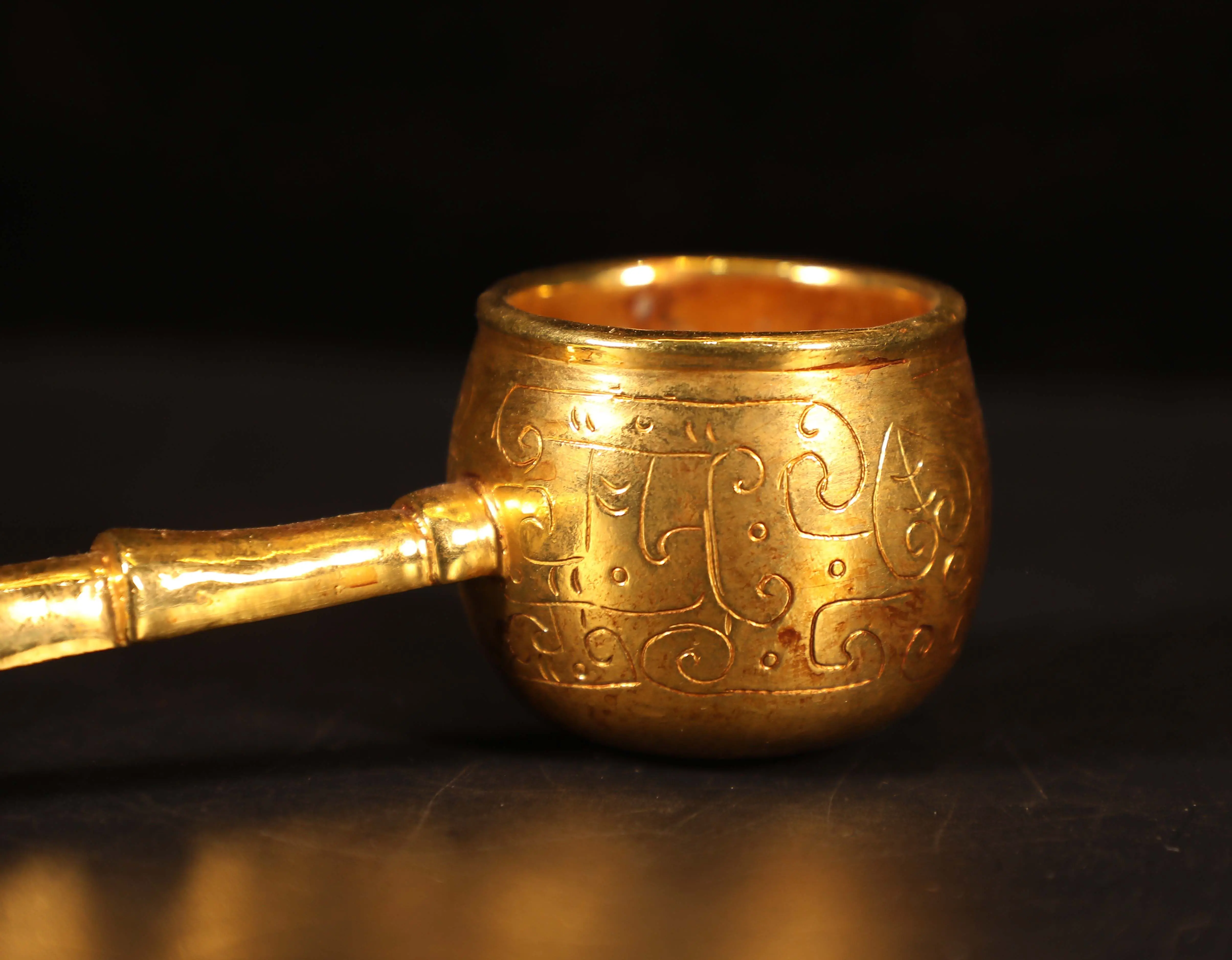 Collection Chinese antiques artwork Tang Dynasty gilt spoon exquisite craftsmanship fine workmanshipExquisite gifts for friends