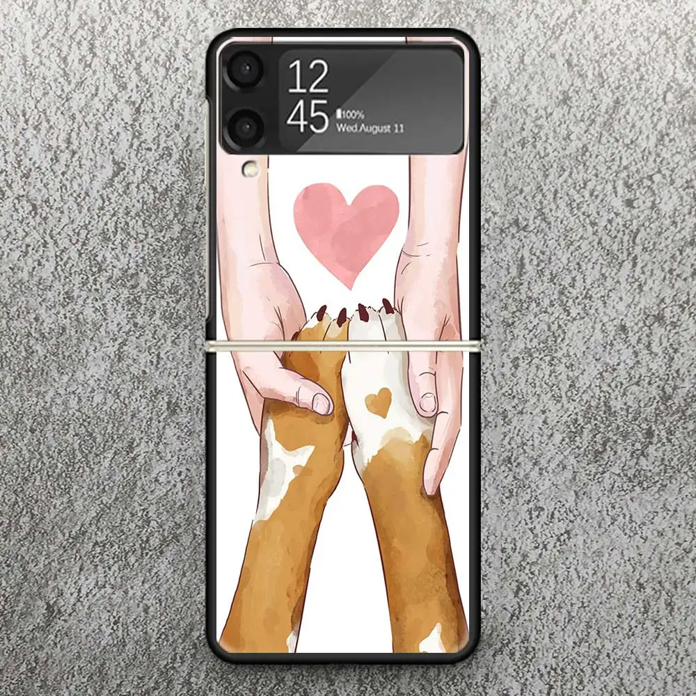 Фото Чехол с изображением собачьей лапы, милый чехол с рисунком для Samsung Galaxy Z Flip 3 4 5 6, флип-чехол для телефона ZFlip6 Flip5 Flip4 Flip3, черный Жесткий чехол с рисунком №2