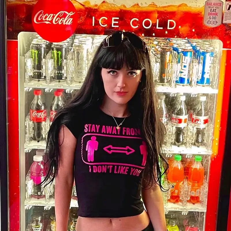 

Y2k Clothes Baby Tee 2000s Aesthetic Gothic Grunge Punk Graphic Print Slim Short Sleeve T-shirt Vinatge Casual Emo Girl Crop Top