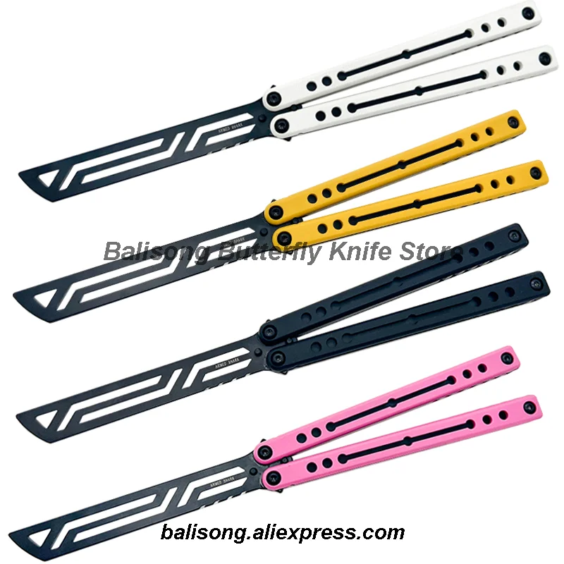 7075 Aluminum ARMED SHARK Nautilus V2 Clone Balisong Flipper Butterfly Trainer Knife 7075 Aluminum Lining Handle Bushings System