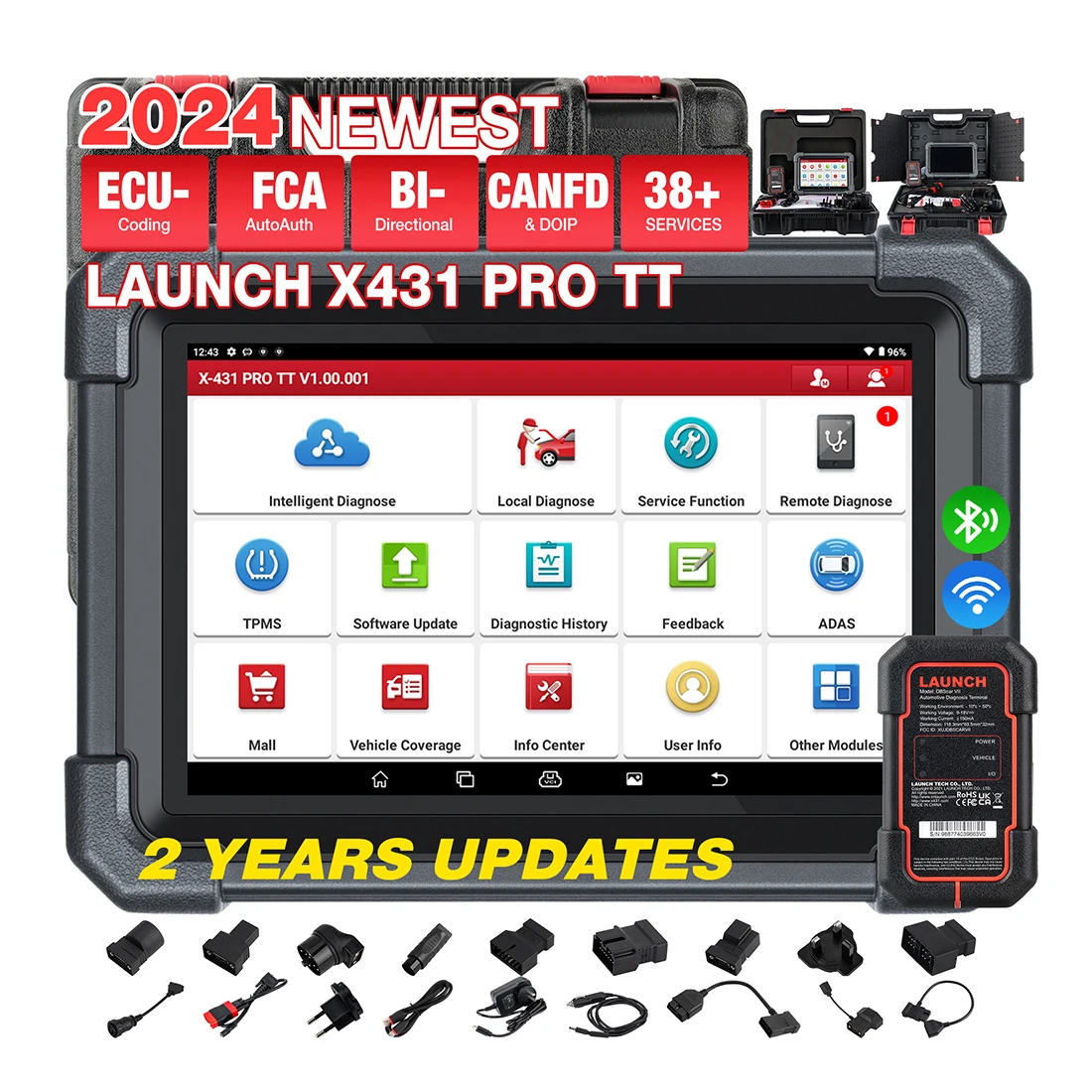 Launch Newest X431 Pro TT все системы диагностический инструмент Bluetooth OBD2 сканер 12 В