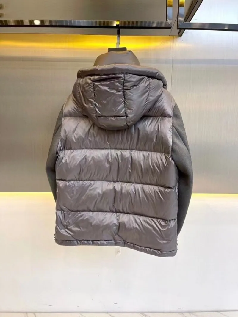 Men's Down Jacket Luxury Brand Striped Ultra Lapel Men Down Jacket High Quality Wind-Resistant Smart Causal Hooded Women Coat