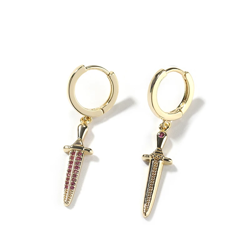 Серьги-подвески в стиле хип-хоп с фианитами 5 А +