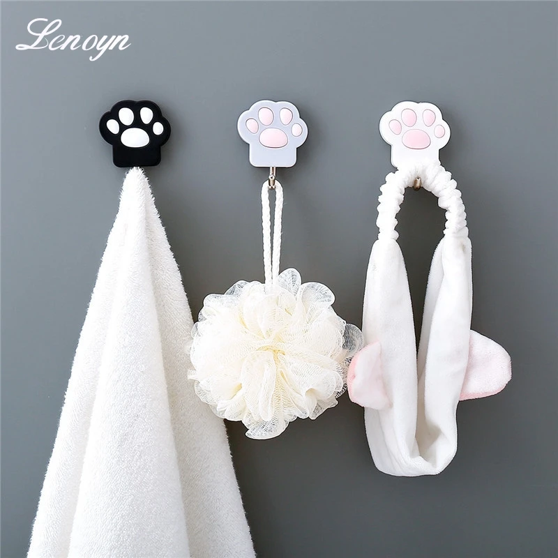 

Lenoyn Creative Cat Claw Shaped Hook With No Punching Waterproof Wall Hanging Hook Adhesive No Marks Strong Adhesive Hook