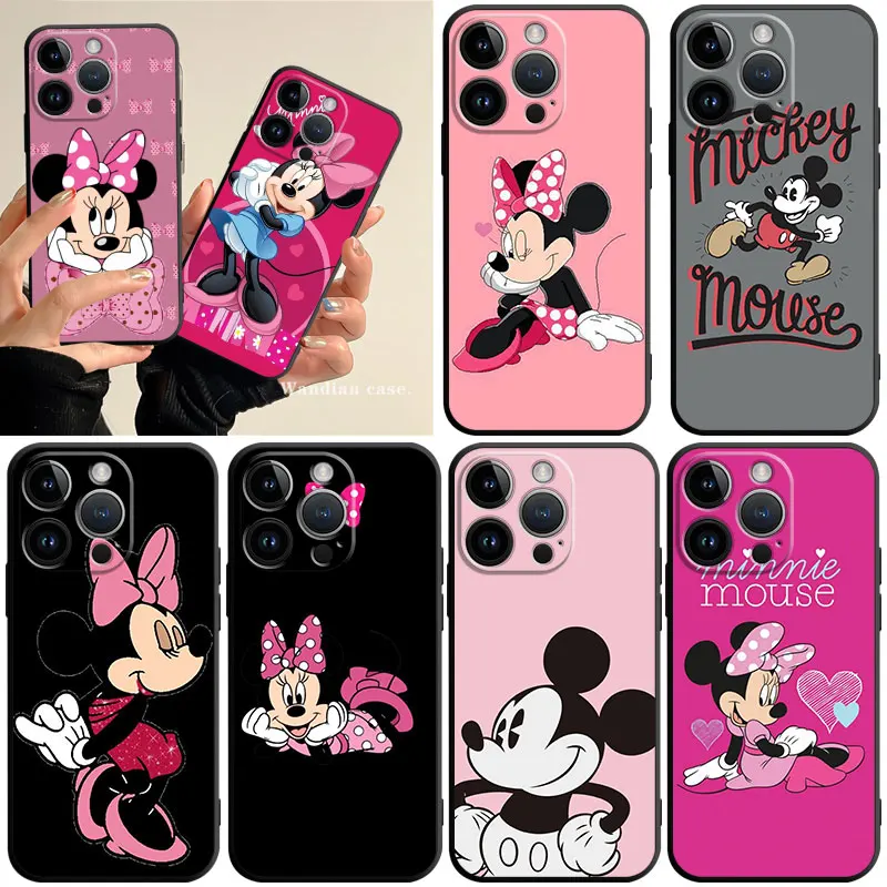 

Cartoon Mickey Minnie Mouse Phone Case for iPhone 11 14 13 12 Pro Max 7 8 6 6S Plus XR XS X 13mini 12mini Silicone Cover