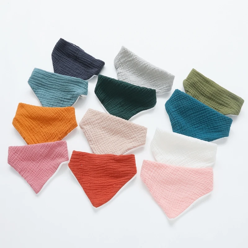 

4Pcs Baby Feeding Drool Bib Snap Button Saliva Towel Triangle Bandana Burp Cloth