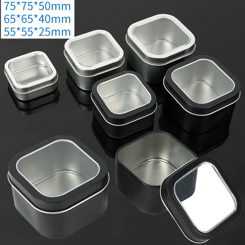 

Clear Window Tin Box Metal Storage Box Case Gift Chocolate Candy Cake Boxes Tea Jar Cans Jewelry Organizer Cosmetic Tin Pot